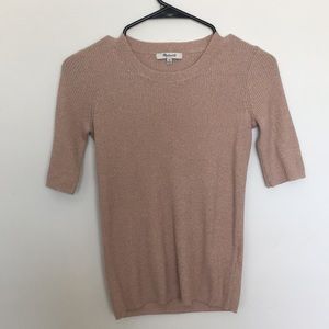 madewell blush pink + gold metallic sweater